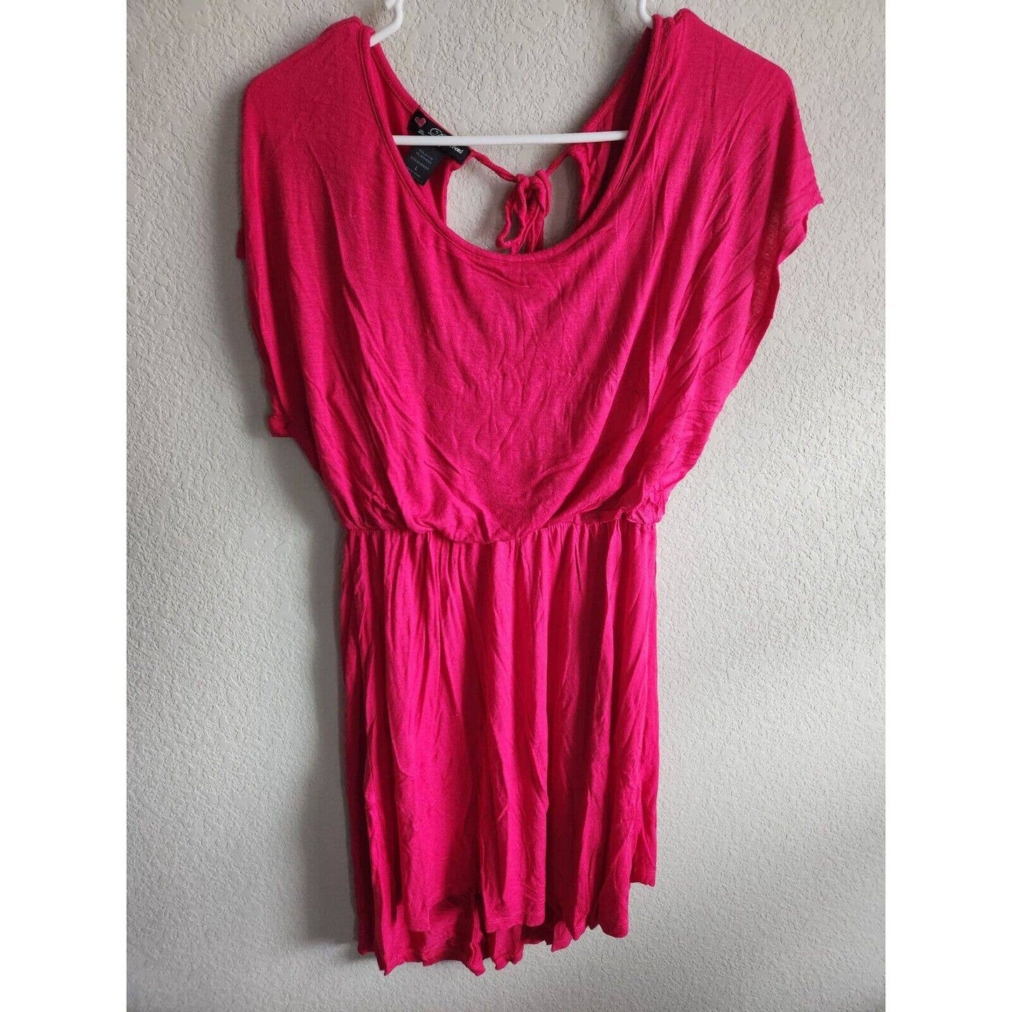 Vintage Y2K Delirious Womens Sz L High Low Hem Mini Dress Bright Pink