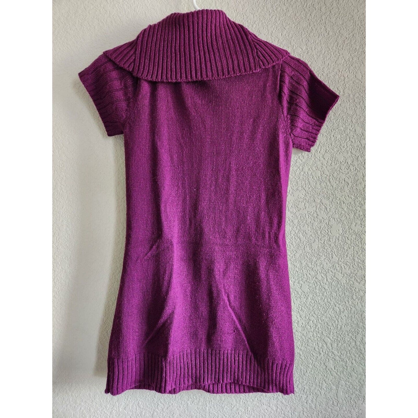 Vintage Y2K Paris Blues Womens Sz M Short Sleeve Cowl Neck Tunic Sweater