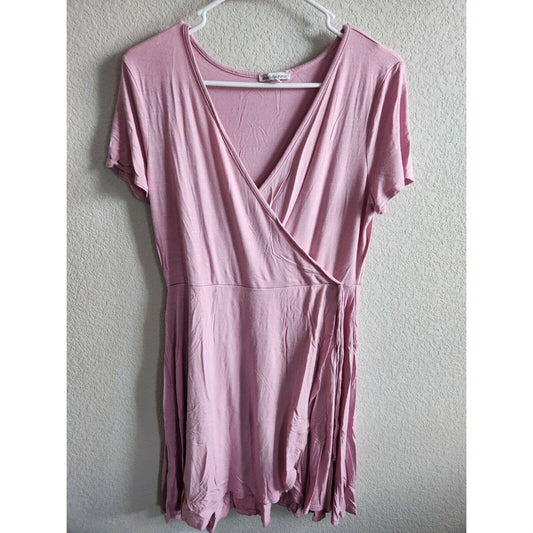 Vintage Charlotte Russe mujeres Sz L Blush rosa V cuello falso abrigo vestido