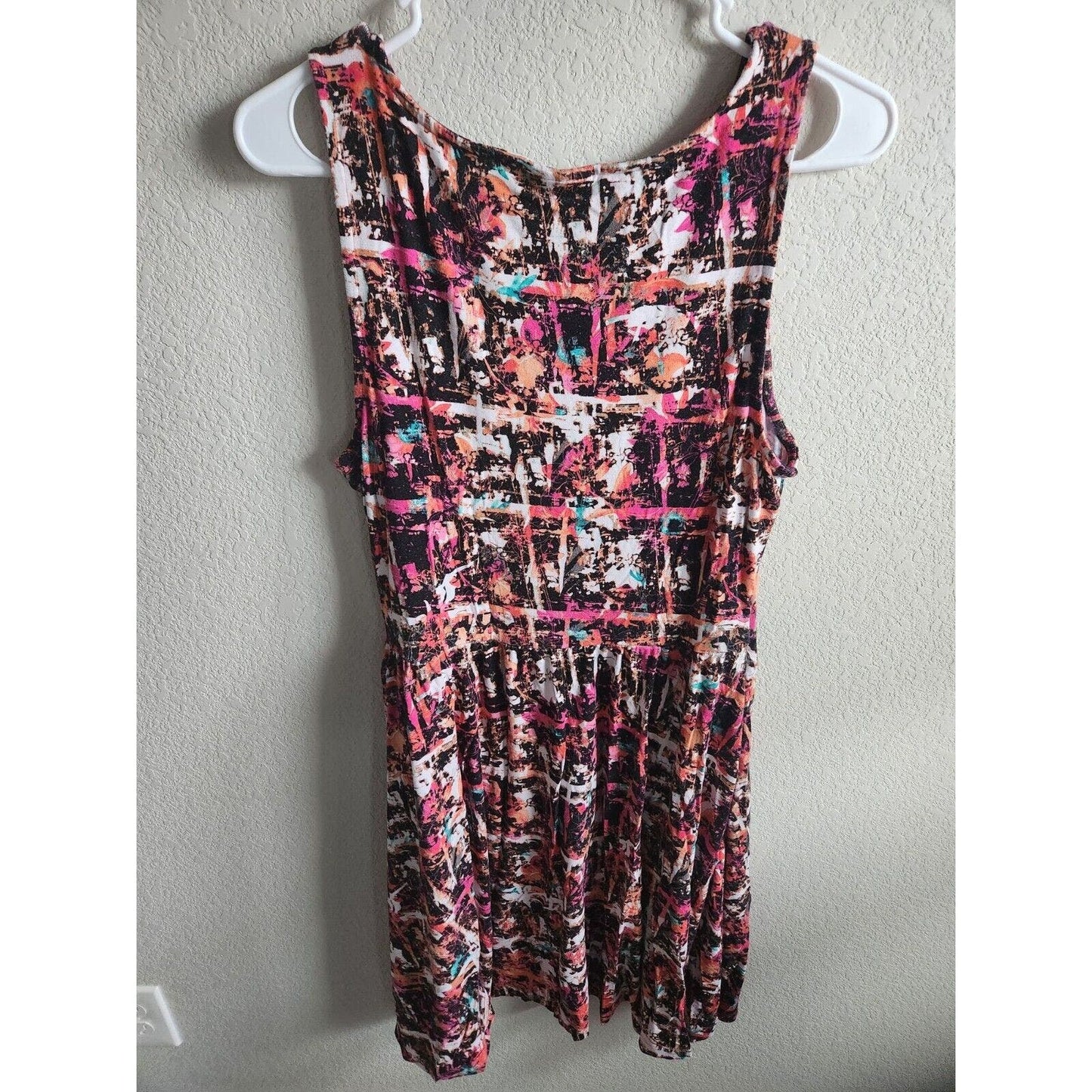 Apt 9 Womens Sz M Knee Length Sleeveless Shirt Dress Pink Black Orange