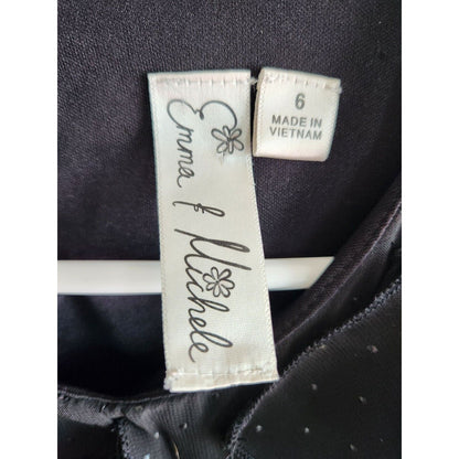 Emma & Michele Sz 6 Black and White Polka Dot Dress Knee Length Ruffled