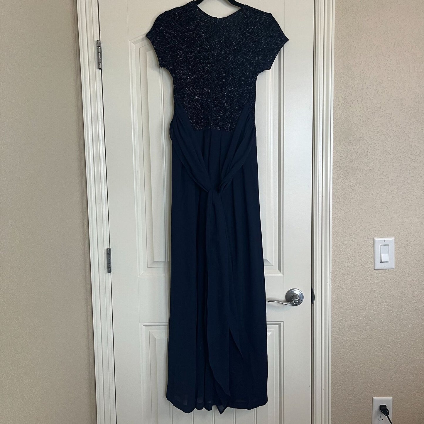 Vintage Rabbit Designs Womens Sz 6 Formal Jumpsuit Navy Blue Glitter