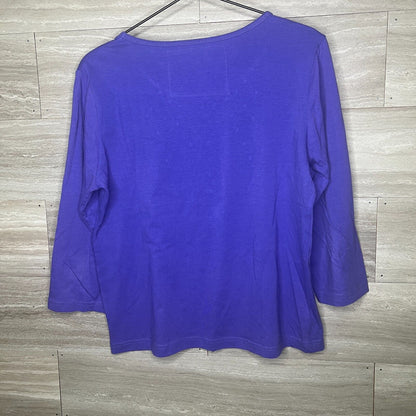 Onque Casuals Womens Sz S Cotton Long Sleeve Shirt Blue w/ Silver Studs