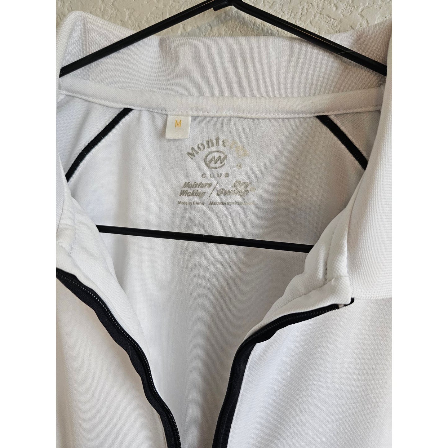 Monterey Club Womens Sz M Short Sleeve Zip Front Polo Shirt White Athletic