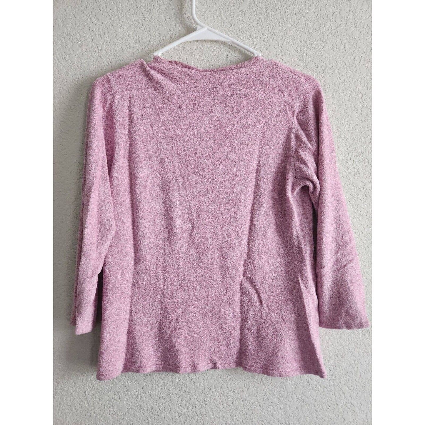 Vintage 1990s Heirloom Collectibles Womens Sz L Light Pink Fuzzy Sweater