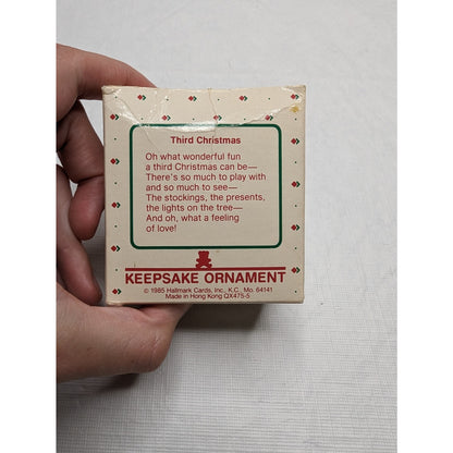 Vintage 1985 Hallmark Childs Third Christmas Ornament Teddy Bear Shoe