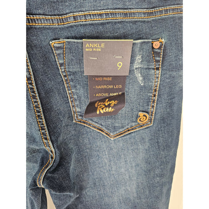 Indigo Rein Juniors Sz 9 Mid Rise Narrow Leg Above Ankle Blue Jeans NEW
