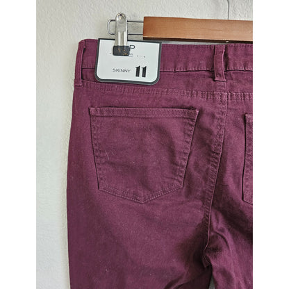 CP Jeans Juniors Sz 11 Short Skinny Jeans Burgundy Red NEW