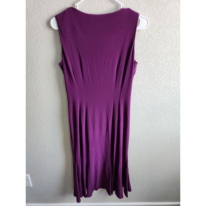 Julian Taylor Womens Sz 10 Midi Length Shift Dress Solid Purple Sleeveless