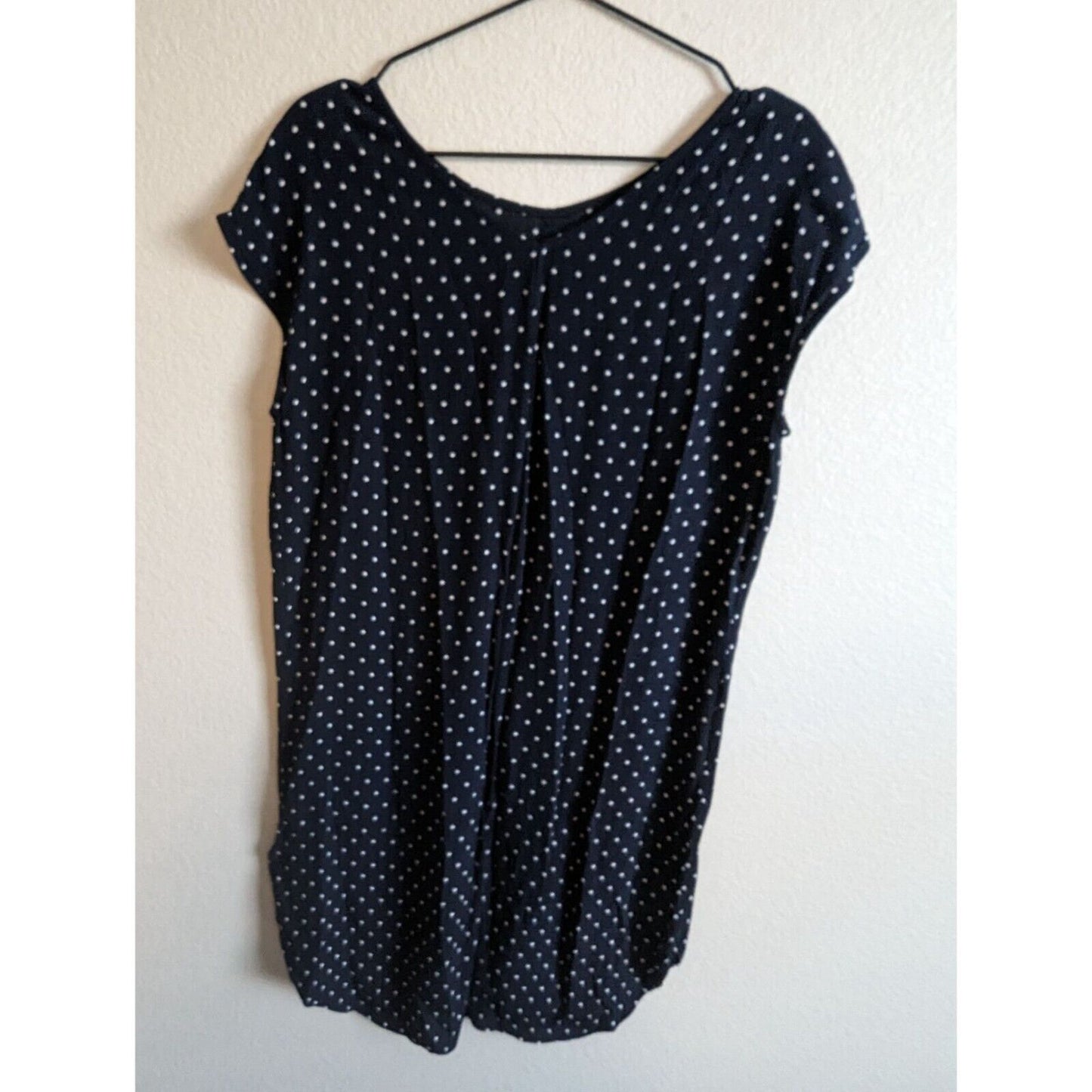 Madewell Womens Sz S Layout Navy Polka Dot Tunic Dress Navy Blue