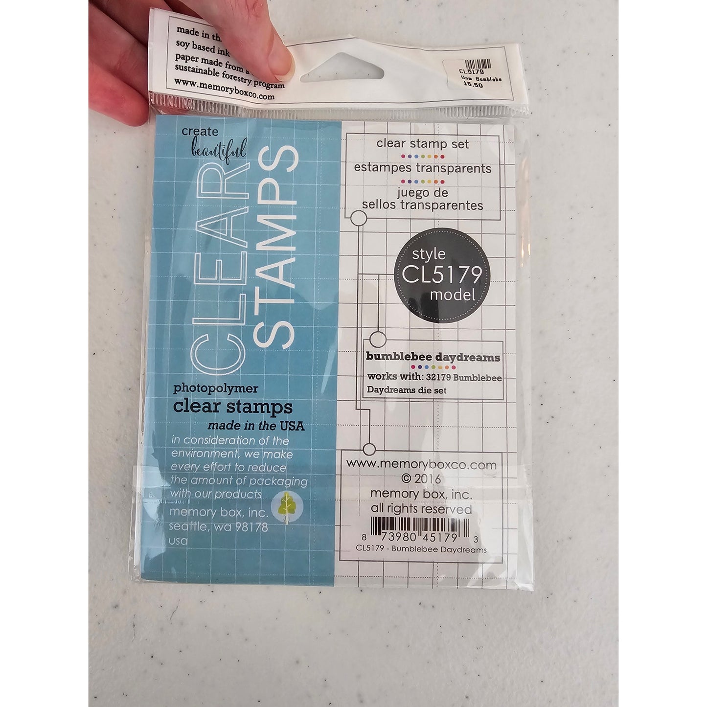 Memory Box Clear Rubber Stamp Set Bumblebee Bee Honeycomb