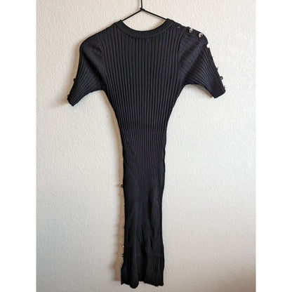 Riley & James Womens Sz M Fitted Sweater Dress Black Ribbed Y2K Midi
