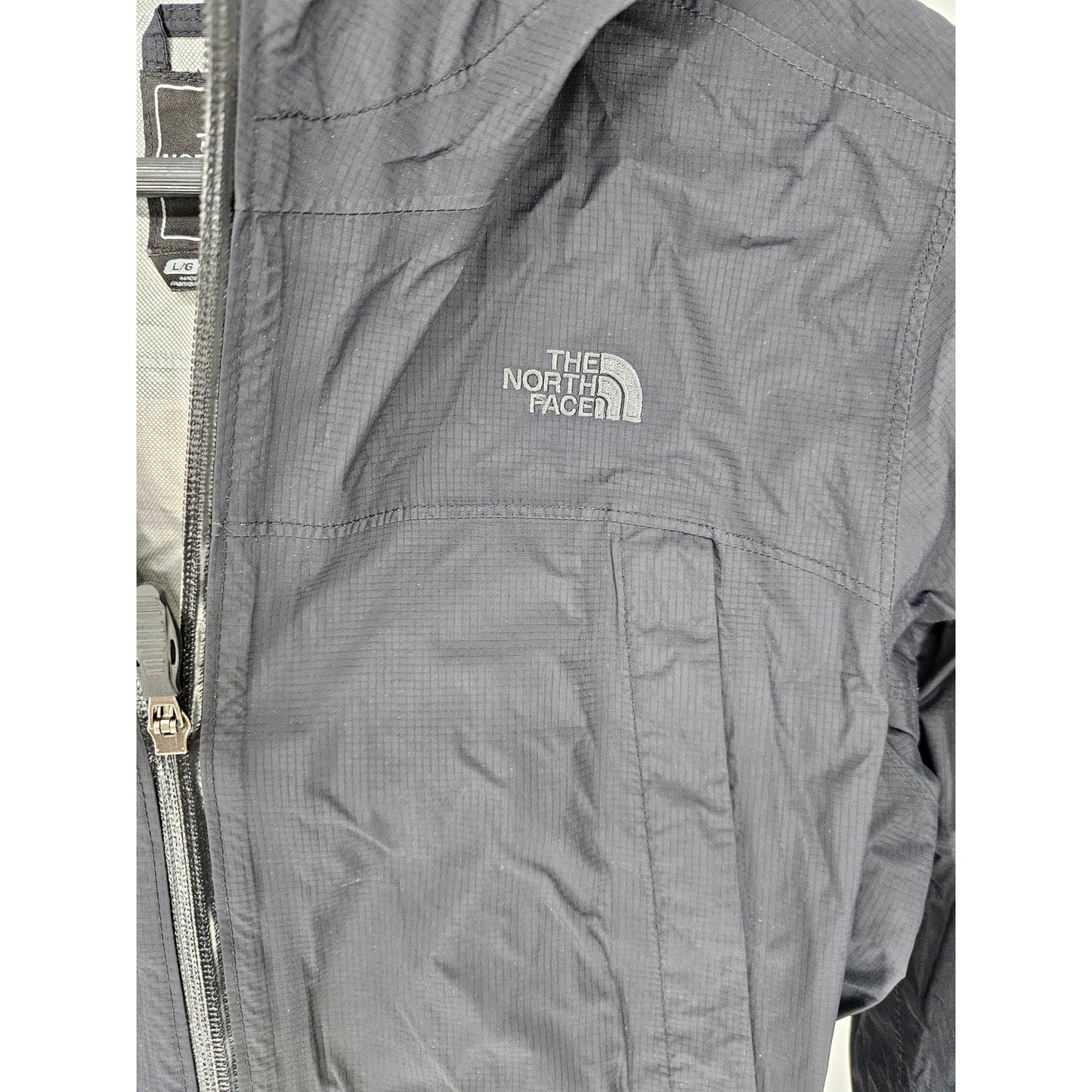 The North Face Womens Sz L Full Zip Nylon Windbreaker Jacket Black Floral