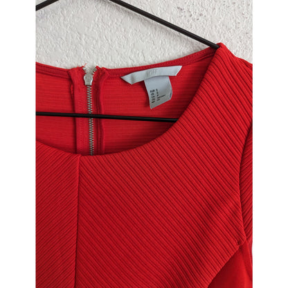 H&M Womens Sz S Knee Length Sheath Dress Solid Red