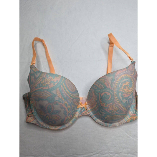 Victorias Secret Womens Sz 34D Demi T Shirt Bra Pastel Paisley Print