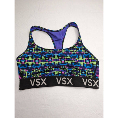 Victorias Secret VSX Sports Bra Sz L Racerback Compression Colorful