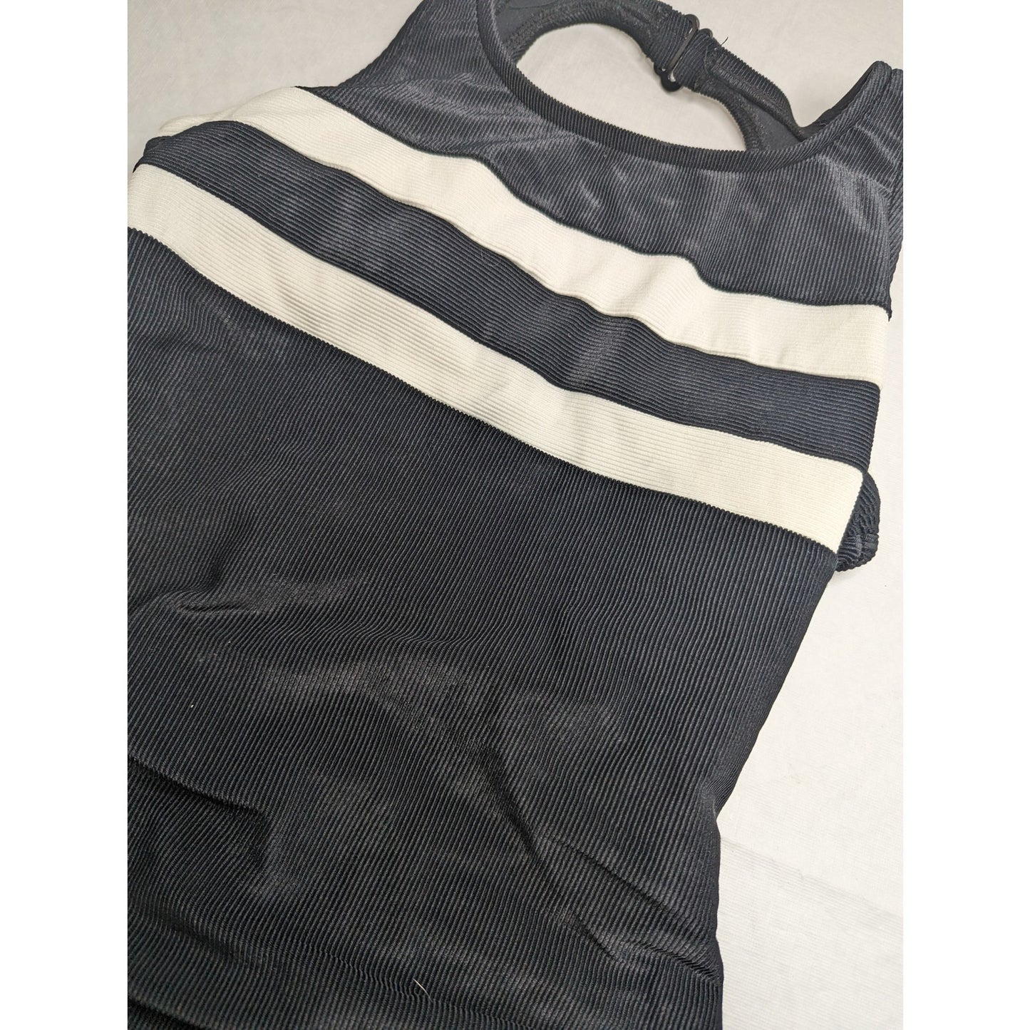 Vintage 1990s Concepts Sirena Womens Sz 12 One Piece Swimsuit Black White Ribbed