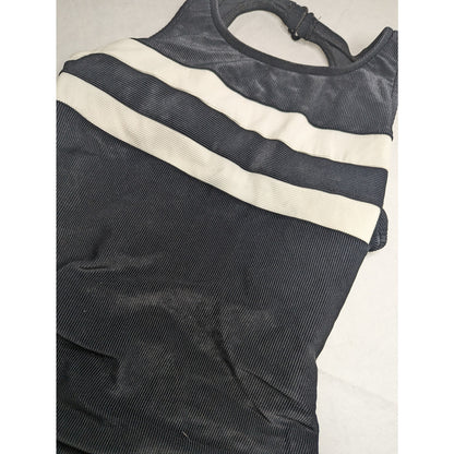 Vintage 1990s Concepts Sirena Womens Sz 12 One Piece Swimsuit Black White Ribbed