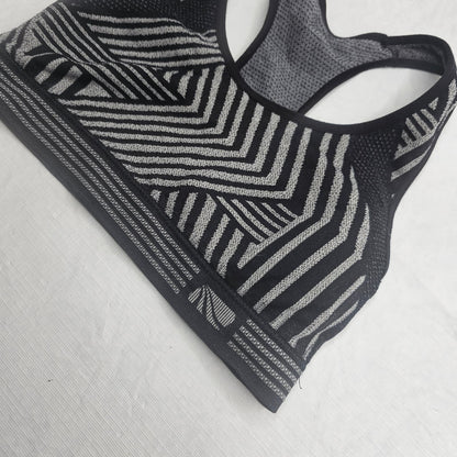 Fabletics Womens Sz S Racerback Compression Sports Bra Black Gray