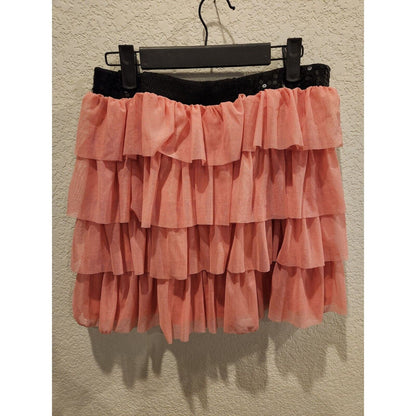 Vintage Y2K candies Womens Sz M Mini Skirt Pink Tulle Black Sequin