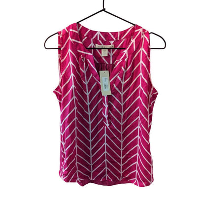 Hanna & Gracie Womens Sz M Hot Pink Chevron Sleeveless Blouse NEW
