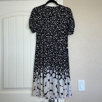 Sunny Leigh Womens Sz M Short Sleeve Midi Dress Black White Dots