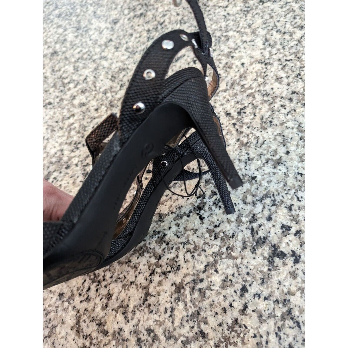 Sam & Libby Womens Sz 9.5 Pointed Toe HHeels Black w/ Silver Studded