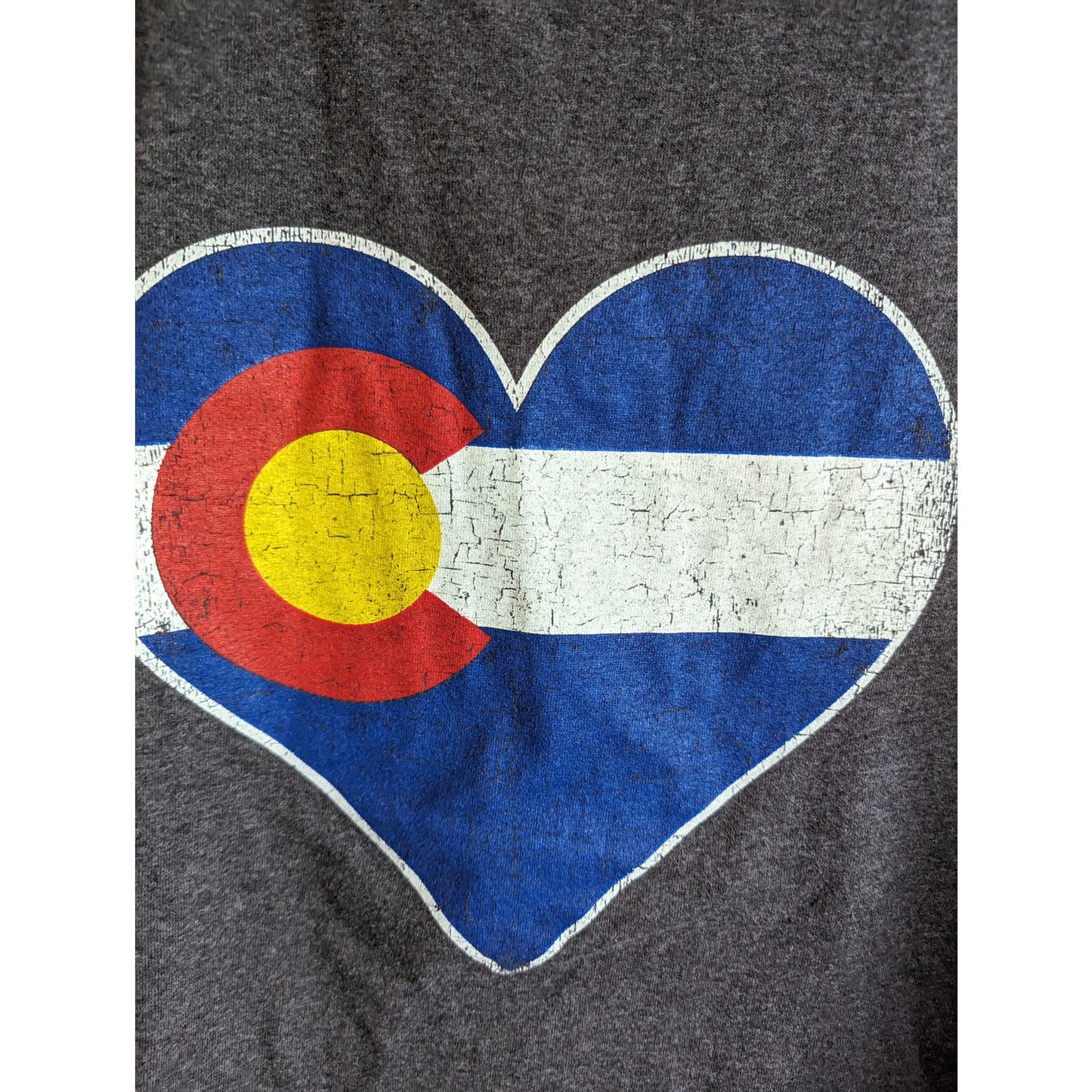 Womens Sz XXL Short Sleeve T Shirt Love Colorado Flag Heart