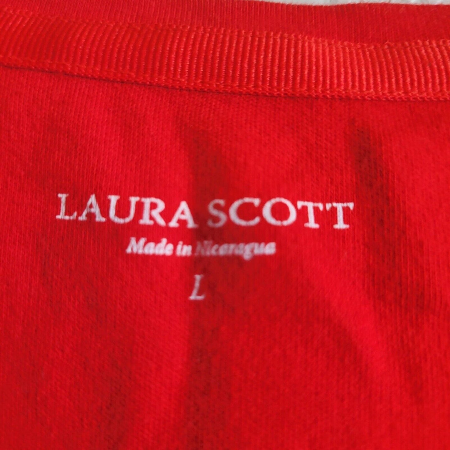 Laura Scott Womens Sz l Classic Short Sleeve T Shirt Solid Cherry Red