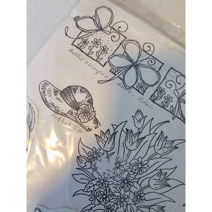 Lot of Unmounted Rubber Stamps Artful Stamper Flowers Happy Birthday Butterfly