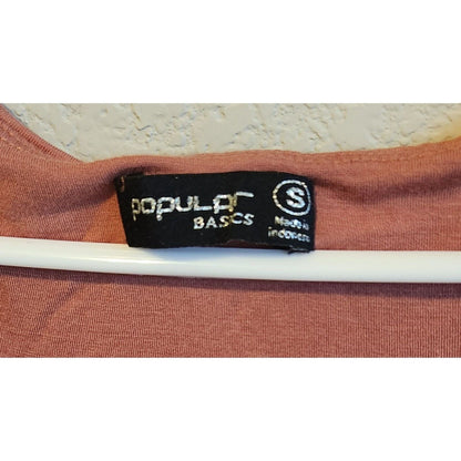 Popular Basics Womens Sz S Midi Shirt Dress Jersey Knit Red Brown Brick