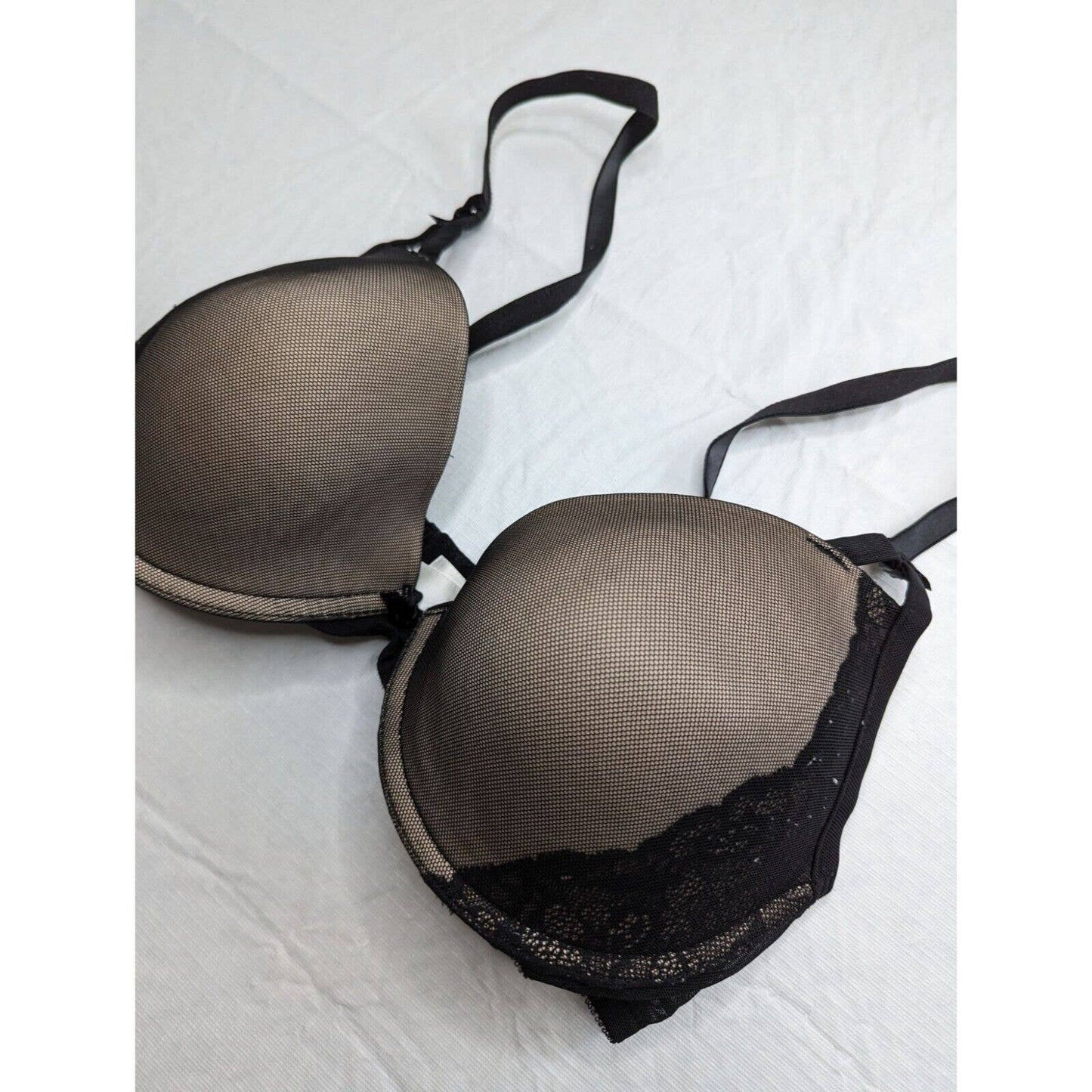 Gilligan & O'Malley Womens Sz 36C White and Black Mesh Padded Push Up Bra