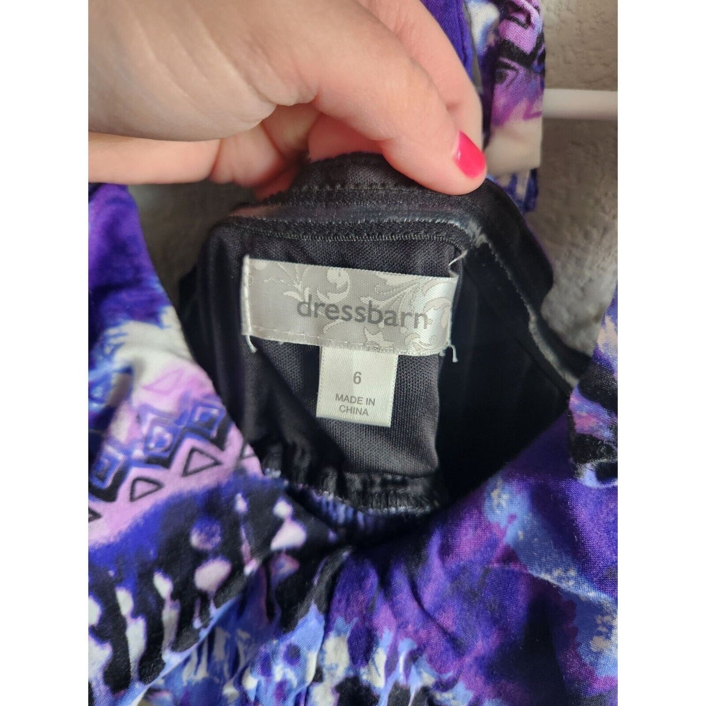 Dressbarn Womens Sz 6 Maxi Length Halter Dress Purple Tie Dye Print Padded Cups