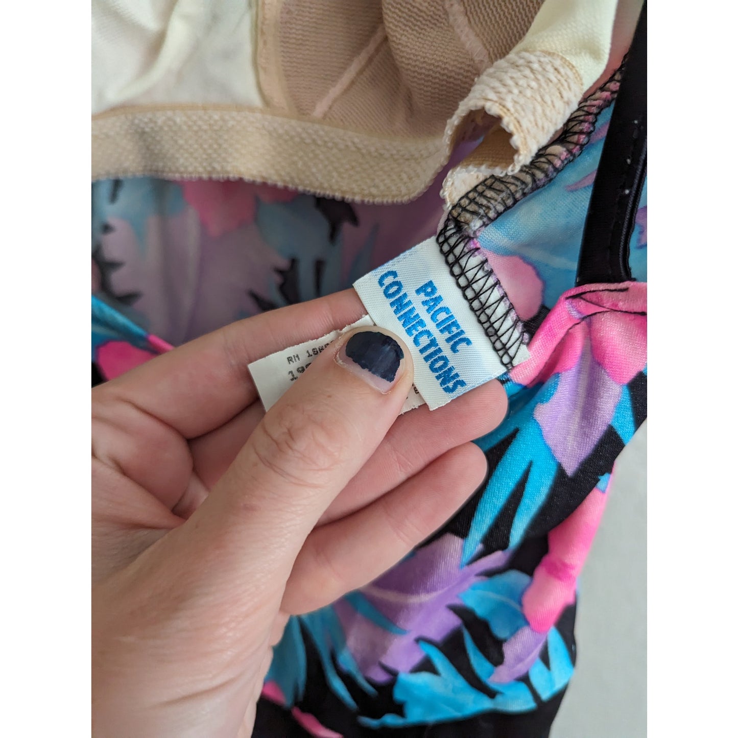 Vintage 1990s Pacific Connections Womens Sz 12 One Piece Swimsuit Floral