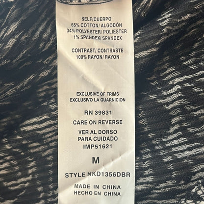 Rewind Womens Sz M Sleeveless Knit Dress Black Gray Rose Belted A Line