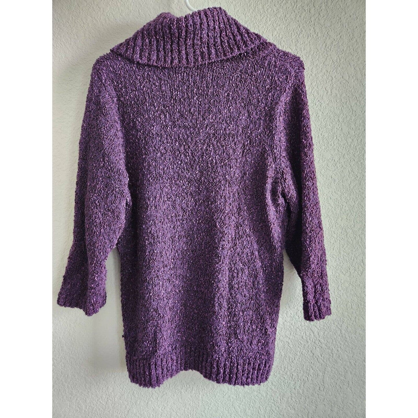 Vintage JM Collection Womens Sz L Cowl Neck Sweater Purple Chunky Knit