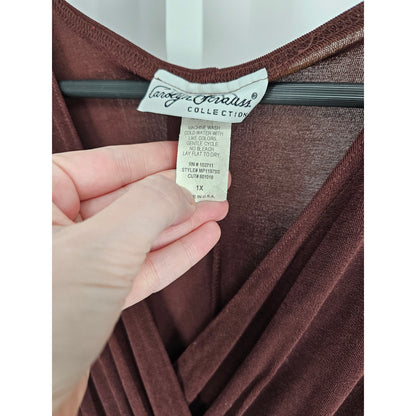 Vintage 1990s Carolyn Strauss Womens Sz 1X Brown Shimmer Formal Maxi Dress