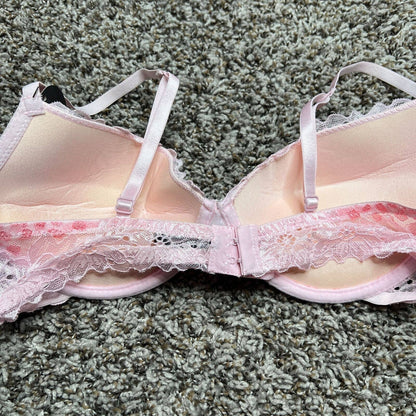 Renee Rofe Womens Sz 36C Push Up Bra Light Pink Lace Overlay