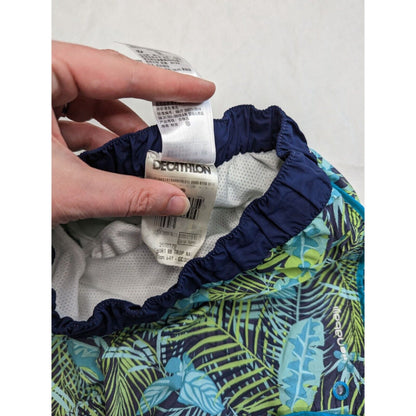 Nabaiji Decathalon Little Boys 3-4 4T Swim Trunks Lined Tropical Green Blue