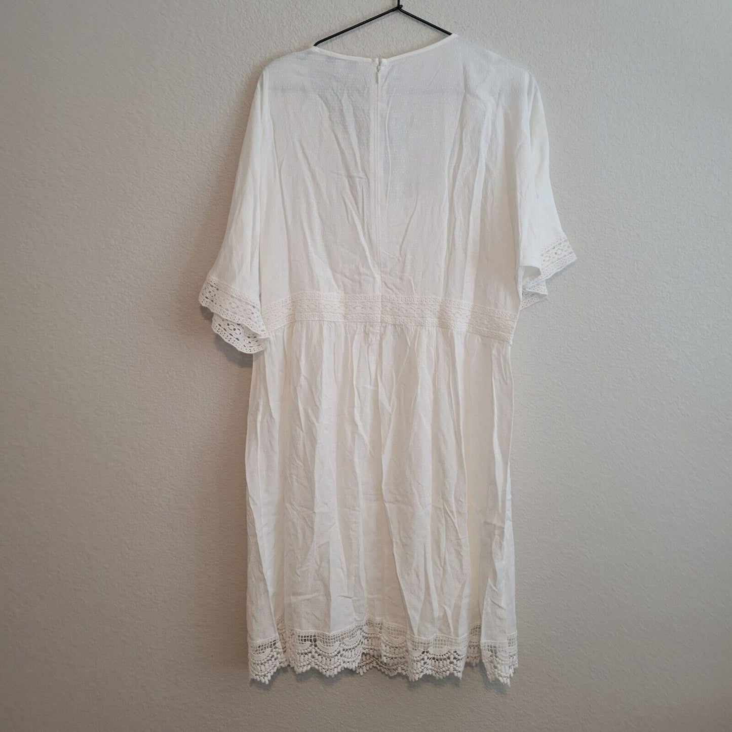 Ella Moon Womens Sz XL White Embroidered Boho Knee Length Dress NEW