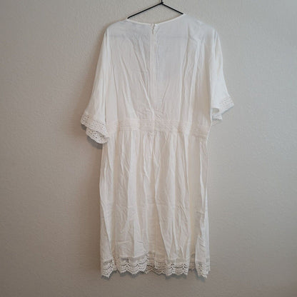 Ella Moon Womens Sz XL White Embroidered Boho Knee Length Dress NEW
