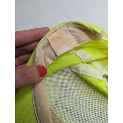 Vintage 1980s Mens Concrete Pipe Snapback Nylon Baseball Hat Neon Yellow
