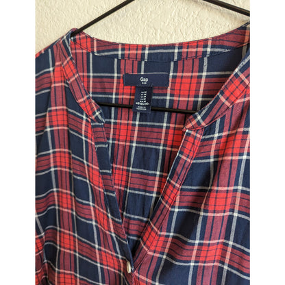 Gap Womens Sz M Long Sleeve Button Down Plaid Shirt Red Blue