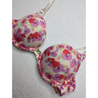 Vintage 1990s Lily of France Womens Sz 34B Padded Push Up Bra Bright Floral