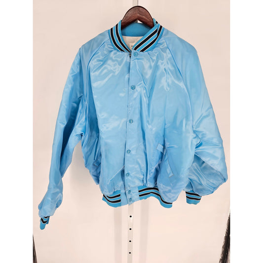 Vintage King Louie Mens XXL Satin Bomber Jacket Light Blue Colorado Shrine Club