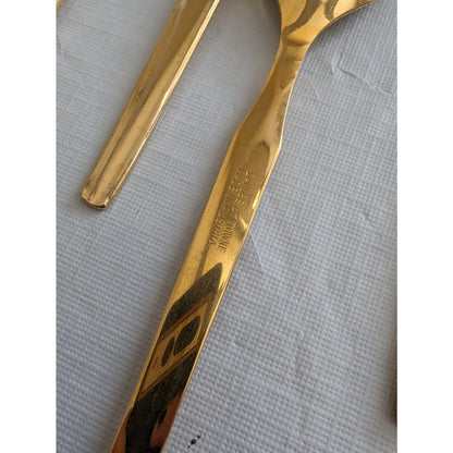 DANUBE BY TOWNE -MADE IN AUSTRIA -50-PIECE SET GOLD FLATWARE FORKS SPOONS KNIVES