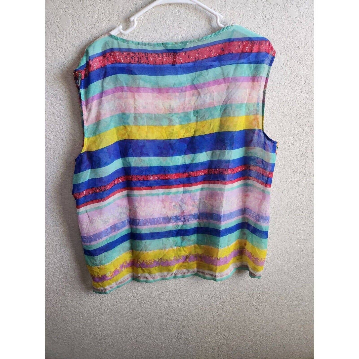 Daisy Fuentes Womens Sz XL Sleeveless Boxy Blouse Colorful Floral Rainbow