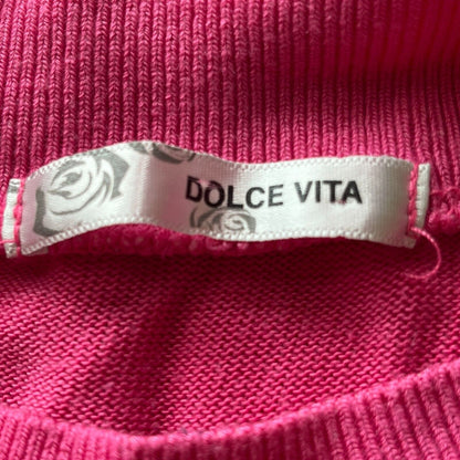 Vintage Dolce Vita Womens Sz S Short sleeve Knit Crochet Top Pink