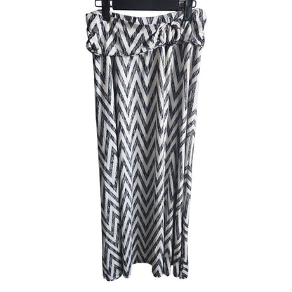 Robert Louis Womens Sz M Maxi Skirt Black White Chevron Print