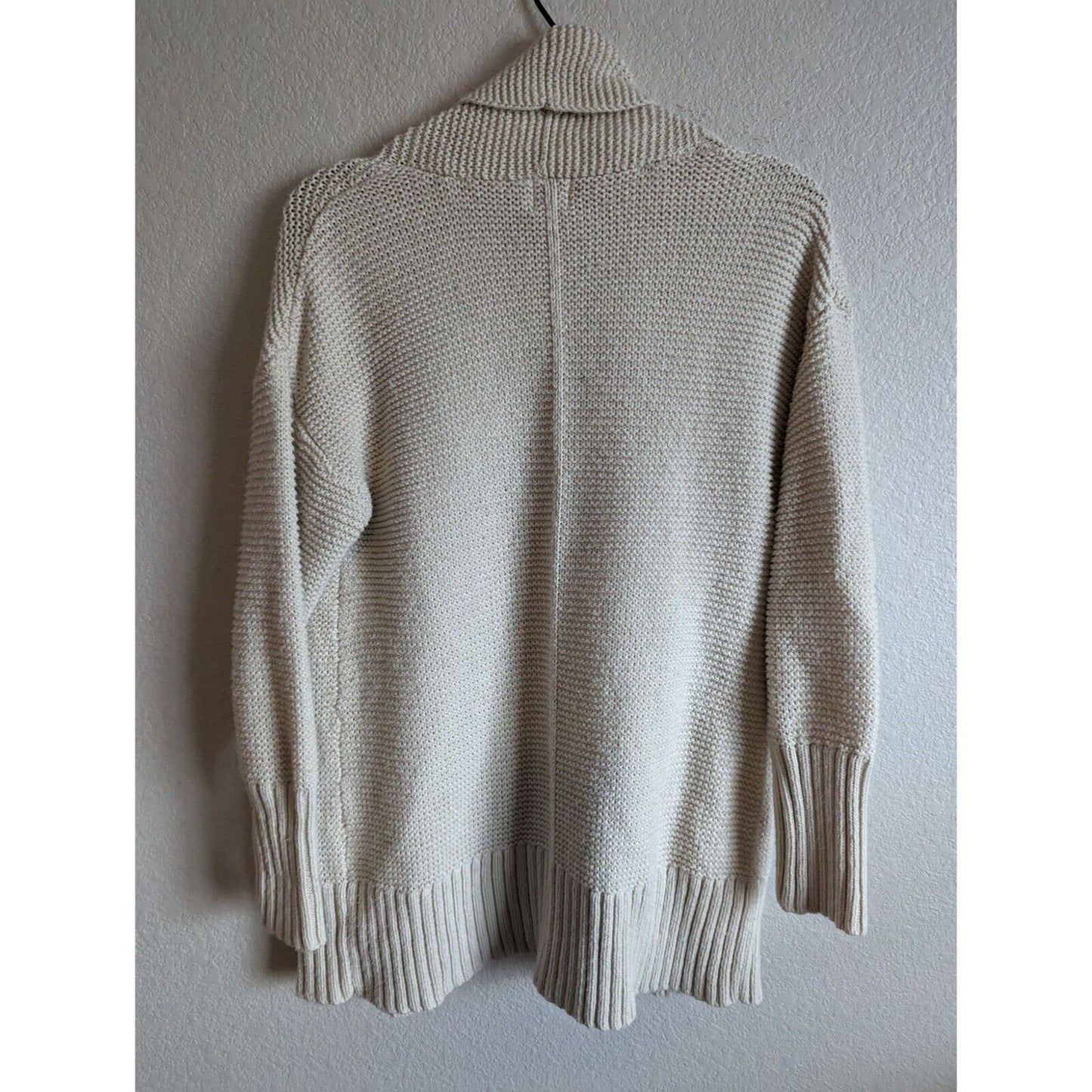 A New Day Womens Sz M Open Front Knit Cardigan Ivory Metallic Weave